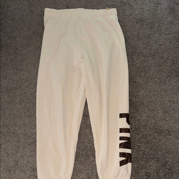 Pants - Pink! Cream Joggers with Leopard Print Logo
